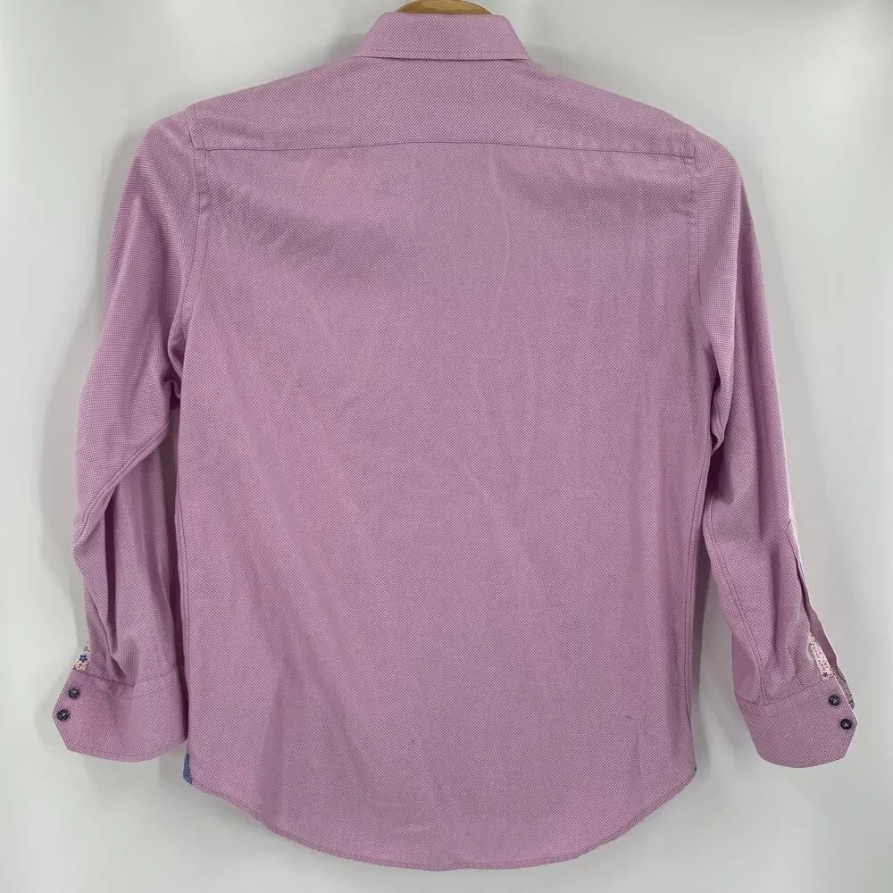 Robert Graham Purple 43/17 XL Flip Cuff Houndstooth Pattern Striped L/S‎ Shirt